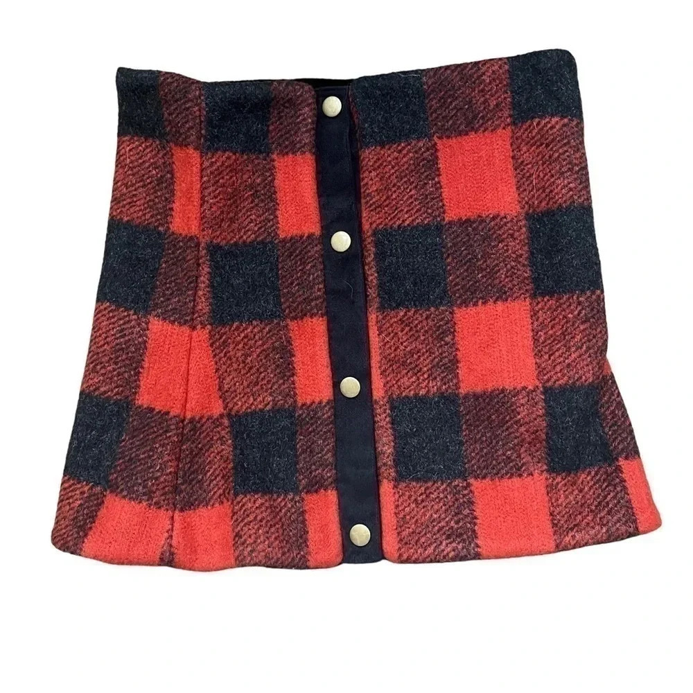 Soft Surroundings Buffalo Plaid Neck Warmer Snood. Red and black, velvet lining